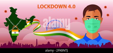 L'Inde Lockdown 4.0 pour lutter contre la pandémie de Covid-19. Illustration vectorielle. Illustration de Vecteur
