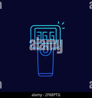 icône de ligne du thermomètre infrarouge, vecteur Illustration de Vecteur