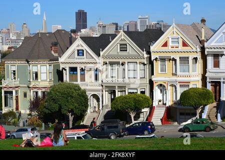 Painted Ladies Victorian Houses 'Full House', San Francisco, Californie, Etats-Unis Banque D'Images