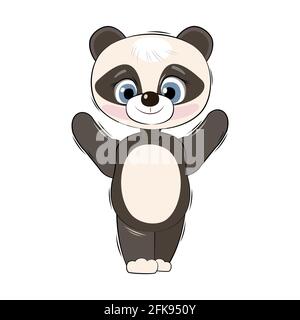 Petit panda ours cub. Objet isolé sur fond blanc. Joyeux enfant animal. Dessins animés de style plat. Drôle. Vecteur Illustration de Vecteur