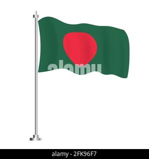 Drapeau du Bangladesh. Drapeau vague isolé du Bangladesh. Illustration vectorielle. Jour de l'indépendance. Illustration de Vecteur