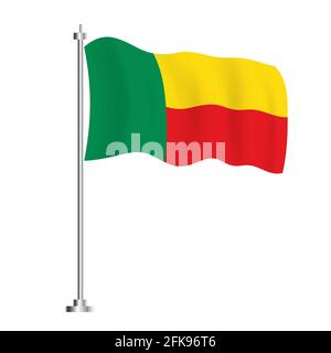 Drapeau du Bénin. Drapeau d'onde isolé du pays Bénin. Illustration vectorielle. Jour de l'indépendance. Illustration de Vecteur