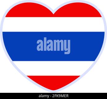 drapeau thaïlandais en forme de coeur. Icône coeur plat symbole de l'amour sur l'arrière-plan drapeau national. Illustration vectorielle. Illustration de Vecteur