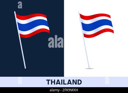 drapeau vecteur de thaïlande. Pavillon national italien agité isolé sur fond blanc et sombre. Couleurs officielles et proportion du drapeau. Illustration vectorielle Illustration de Vecteur