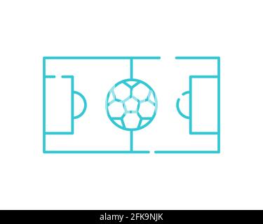 Icône de ligne fine de football. Symbole de l'aire de jeu de football, pictogramme de style contour sur fond blanc. Signe de sport pour le concept mobile et le web design. Illustration de Vecteur