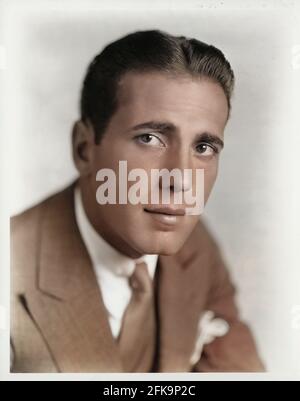 Humphrey Bogart (1899–1957) Portrait / Publicité (Fox films, 1930) colorisé, Banque D'Images