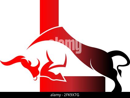 Icône de logo de lettre mixte avec vecteur de modèle de symbole de forme de taureau Illustration de Vecteur