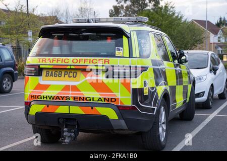Vue arrière de Load rover for Traffic Office depuis les autoroutes l'équipe de maintenance Banque D'Images