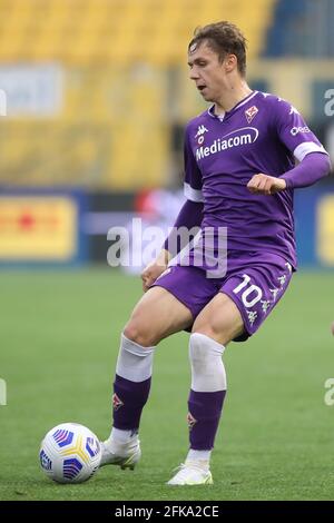 Parme, Italie, 28 avril 2021. Louis Munteanu d'ACF Fiorentina pendant le match Primavera Coppa Italia au Stadio Ennio Tardini, Parme. Le crédit photo devrait se lire: Jonathan Moscrop / Sportimage Banque D'Images