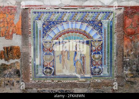 Mosaïque de la Maison de Neptune et Amphitrite, à Herculanum, Mont Vésuve, Ercolano, Italie Banque D'Images