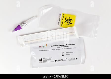 Test d'antigène rapide allemand Hotgen Corona virus 2019-nCoV pour la maison utilisation Banque D'Images