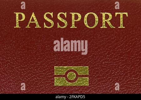 Gros plan du logo biométrique imprimé sur les passeports électroniques Banque D'Images