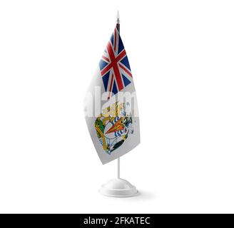 Petit drapeau national du territoire britannique de l'Antarctique sur un arrière-plan blanc Banque D'Images