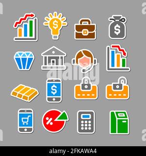 illustration de la mise en place d'autocollants colorés pour les affaires et les finances Illustration de Vecteur