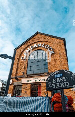 East Yard Street Sign, Camden Lock, Londres, Angleterre Banque D'Images