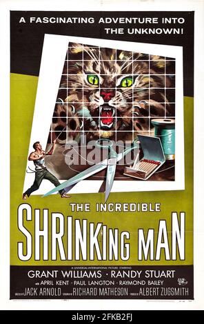 Poster de film : The Incredible Shriding Man est un film de science-fiction américain de 1957 réalisé par Jack Arnold basé sur le roman de Richard Matheson de 1956. Banque D'Images