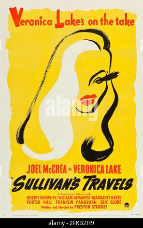 Poster du film : Sullivan's Travels est un film de comédie américain de 1941 écrit et réalisé par Preston Stenges, et mettant en vedette Joel McCrea et Veronica Lake. Banque D'Images