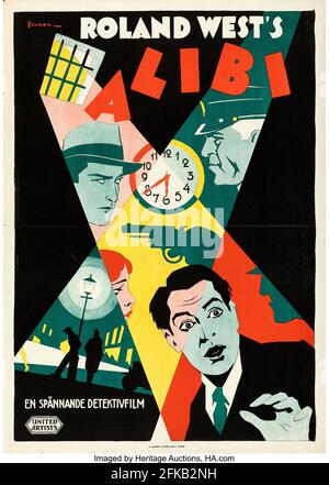 Poster de film: Alibi est un film de crime américain pré-Code de 1929 réalisé par Roland West. Banque D'Images