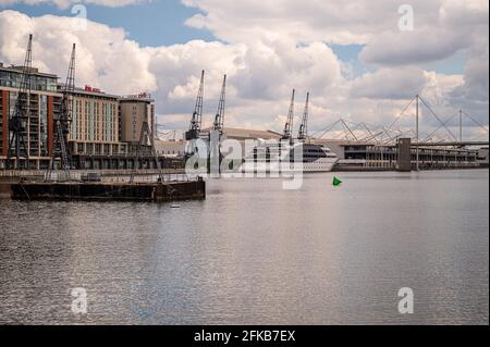Une promenade autour de Royal Albert Dock, est de Londres, Angleterre Banque D'Images