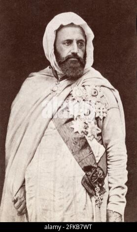 Abd el-Kader (1807-1883) dirigeant religieux qui a fondé l'Etat algérien Photographie de Délié (anciennement Distri) format de carte du Cabinet Paris, Fondation Napoléon Banque D'Images