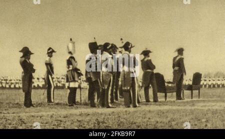 L'empereur Napoléon III (1808-1873) inspecte ses troupes au camp militaire de Chalôns. Paris, Fondation Napoléon Banque D'Images