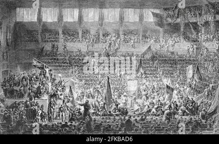 Envahissement de l'Assemblée par le clocher (15 mai 1848). D'après la composition de Bonhommé, gravé par Beyer et Willmann. Dans : Louis Barron, Paris Pittoresque 1800-1900. La vie - les Moeurs - les plaisir, Paris, Société française d'Editions d'Art L.-Henry Mai 1899. Banque D'Images