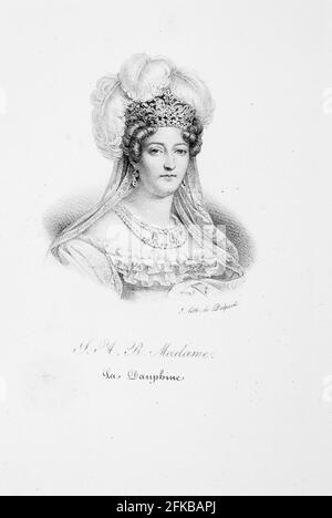 Portrait de Marie-Antoinette de Habsbourg-Lorraine (1755-1793), Archiduchesse d'Autriche, Dauphine de France. D'Iconographie des contemporains depuis 1789 jusqu'à 1829, tome premier, Paris, Delpech, 1833. Banque D'Images