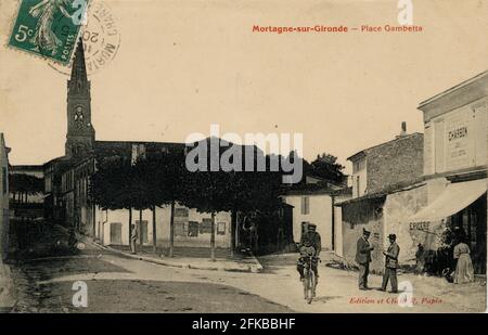 MORTAGNE-SUR-GIRONDE. Département français : 17 - Charente-Maritime carte postale fin du XIXe siècle - début du XXe siècle Banque D'Images