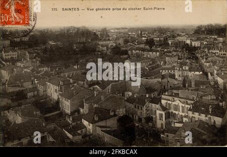 SAINTES. Département français : 17 - Charente-Maritime. Région : Nouvelle-Aquitaine (anciennement Poitou-Charentes). Carte postale fin du XIXe siècle - début du XXe siècle Banque D'Images