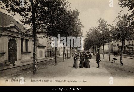 GRAPHIQUES. Pays: France. Département: 28 - Eure-et-Loir. Région: Centre-Val de Loire. Ancienne carte postale, fin du XIXe - début du XXe siècle. Banque D'Images