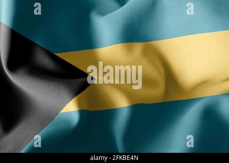 Drapeau d'illustration de rendu 3D des Bahamas. Tissage sur le fond textile du drapeau du vent Banque D'Images