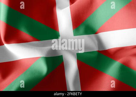 Drapeau d'illustration 3D du pays Basque est une région de l'Espagne. Tissage sur le fond textile du drapeau du vent Banque D'Images