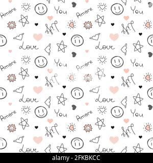 Motif vectoriel sans couture avec coeurs. Peut être utilisé pour les fonds de motif, l'arrière-plan de page Web, les textures de surface. Illustration de Vecteur