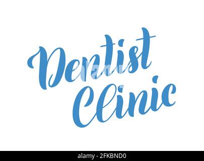 Clinique de dentiste. Modèle pour affiche avec lettrage à la main. Vecteur. Illustration de Vecteur