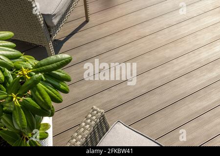 terrasse en composite bois-plastique Banque D'Images