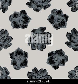 Motif sans couture avec fleurs de magnolia stylisées dessinées à la main Illustration de Vecteur