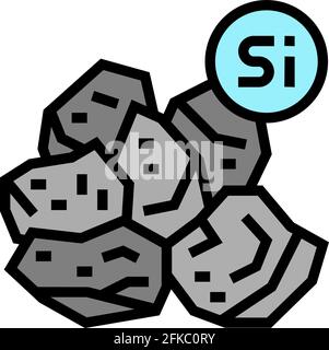 illustration vectorielle d'icône de couleur de fabrication de semi-conducteurs au silicium Illustration de Vecteur