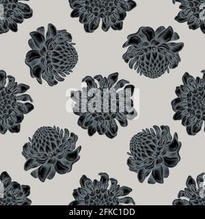 Motif sans couture avec etlingera stylisé dessiné à la main Illustration de Vecteur