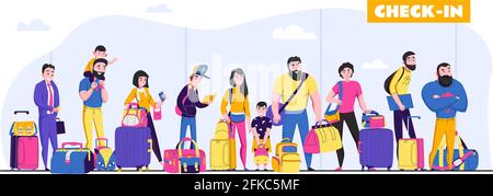 Composition horizontale de vacances en famille avec chech dans les symboles vecteur plat illustration Illustration de Vecteur