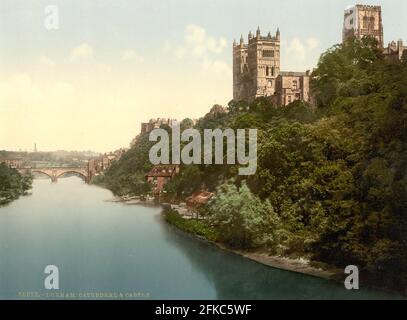 Cathédrale de Durham et rivière Wear vers 1890-1900 Banque D'Images