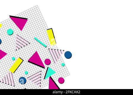 Arrière-plan classique des années 1980 et 1990 avec motif graphique rétro Banque D'Images
