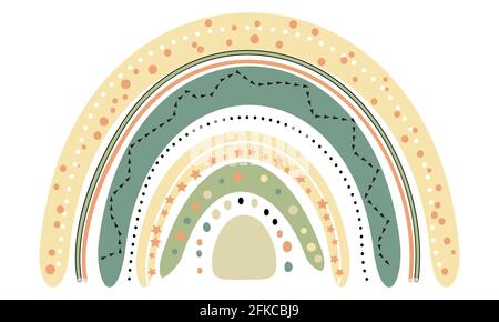 Arc-en-ciel mignon. Style scandinave. Vecteur. Aquarelle arc-en-ciel isolée. Illustration de Vecteur