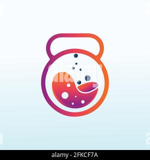 Laboratoires avec logo vectoriel d'icône de dumbbell de forme physique. Illustration de Vecteur