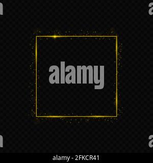 Cadre doré vectoriel avec effets de lumière. Bannière rectangulaire brillante. Modèle pour votre conception Illustration de Vecteur