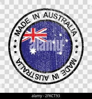 Fabriqué en timbre australien dans le style grunge isolé icône en forme d'affligé Modèle pour votre conception Illustration de Vecteur