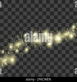 les étoiles à effet de lumière phosphorescente éclate avec des éclats isolés sur fond transparent. Particules de poussière magiques étincelantes. Modèle pour votre conception Illustration de Vecteur
