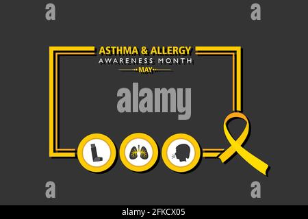 Illustration vectorielle du mois de sensibilisation à l'asthme et aux allergies observée chaque année en mai. Les personnes peuvent avoir de l'asthme allergique si elles ont de la difficulté à respirer du Illustration de Vecteur