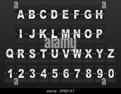 Police du panneau de conférence mécanique AirPort - police blanche activée Modèle d'arrière-plan sombre pour votre conception Illustration de Vecteur