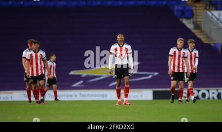 Ipswich, Angleterre, le 30 avril 2021. Dejection pour Antwoine Hackford de Sheffield Utd lors du match de la coupe de jeunesse de la FA anglaise à Portman Road, Ipswich. Le crédit photo devrait se lire: David Klein / Sportimage crédit: Sportimage / Alay Live News Banque D'Images