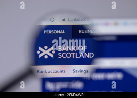 New York, Etats-Unis - 26 avril 2021 : gros plan du logo de la société Bank of Scotland sur la page du site Web, Editorial Banque D'Images